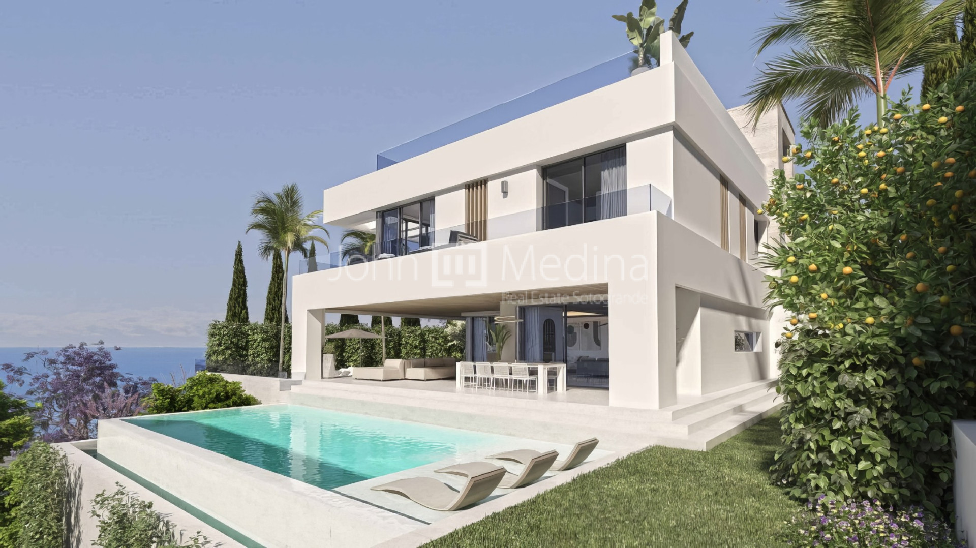 NEW BUILD VILLA OFF PLAN WITH PANORAMIC VIEWS OF THE SEA, GIBRALTAR AND AFRICA
